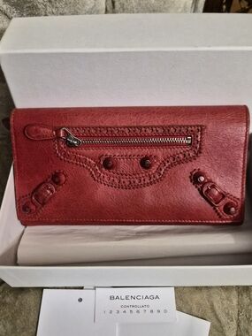 Balenciaga Red Leather Continental Wallet